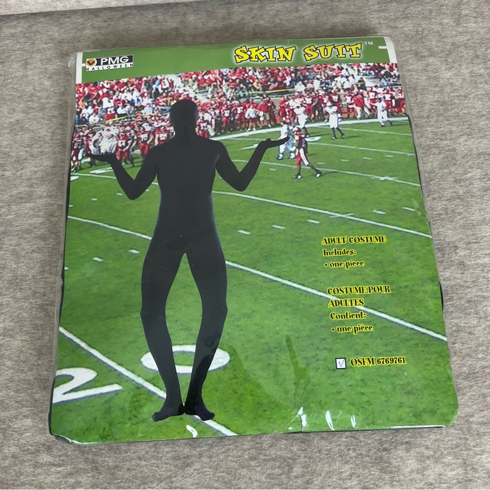 Adult Black One Piece Black Skin Suit Costume - Size Adult OS